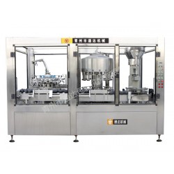 供應葡萄酒沖瓶灌裝打塞三聯機